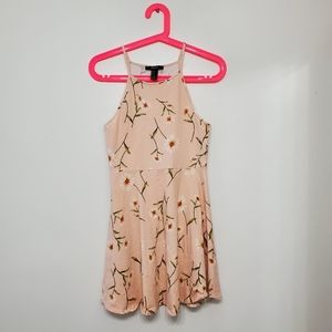 Light Pink Floral Square Halter Dress